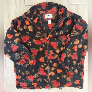 White Stag Black Autumn Leaves Fleece